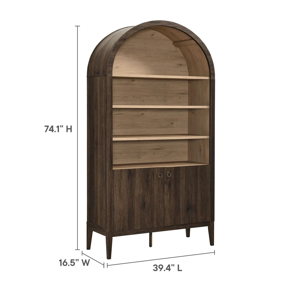 Nolan 74" Tall Wide Arched Storage Display Cabinet Bookshelf by Modway by HouseOfZazla