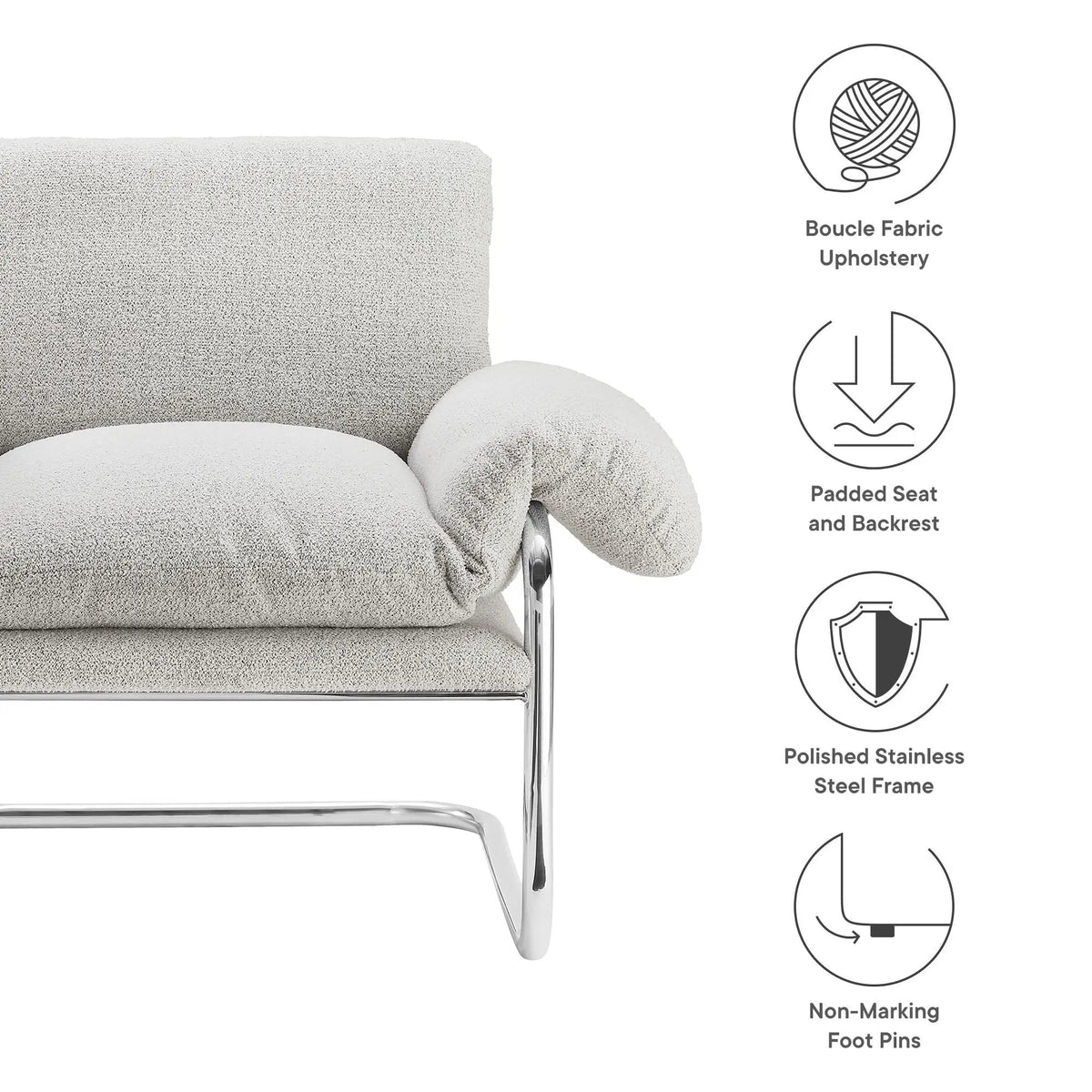 Ansel Boucle Fabric Accent Chair by Modway by HouseOfZazla