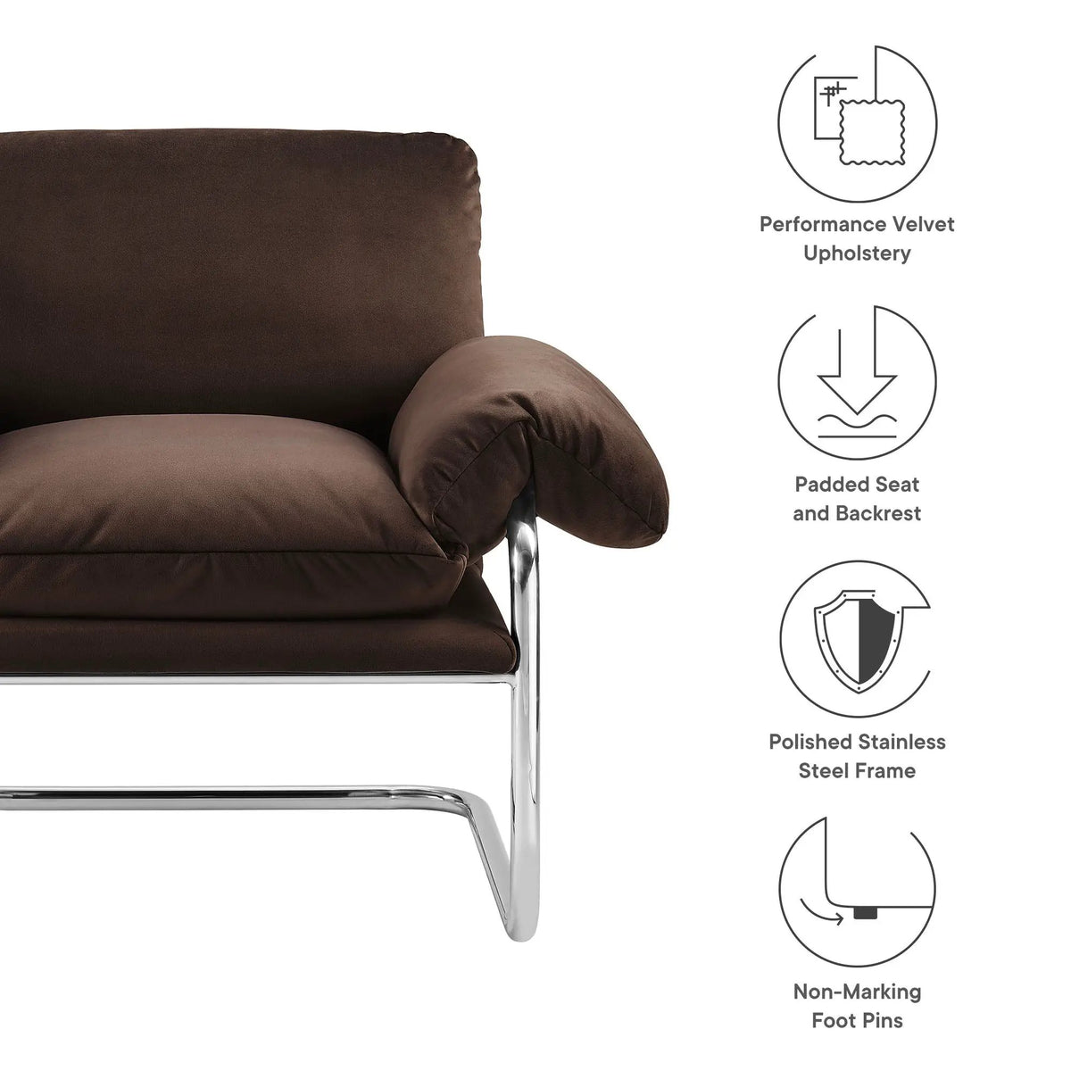 Ansel Performance Velvet Accent Chair by Modway by HouseOfZazla