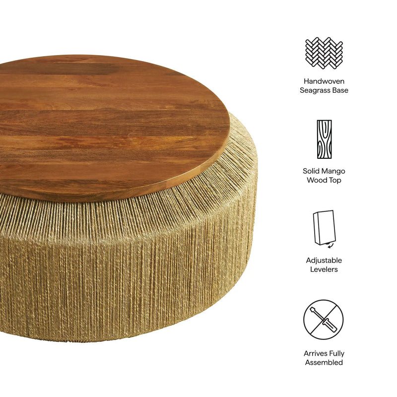 Maris Seagrass and Wood Coffee Table by Modway by HouseOfZazla