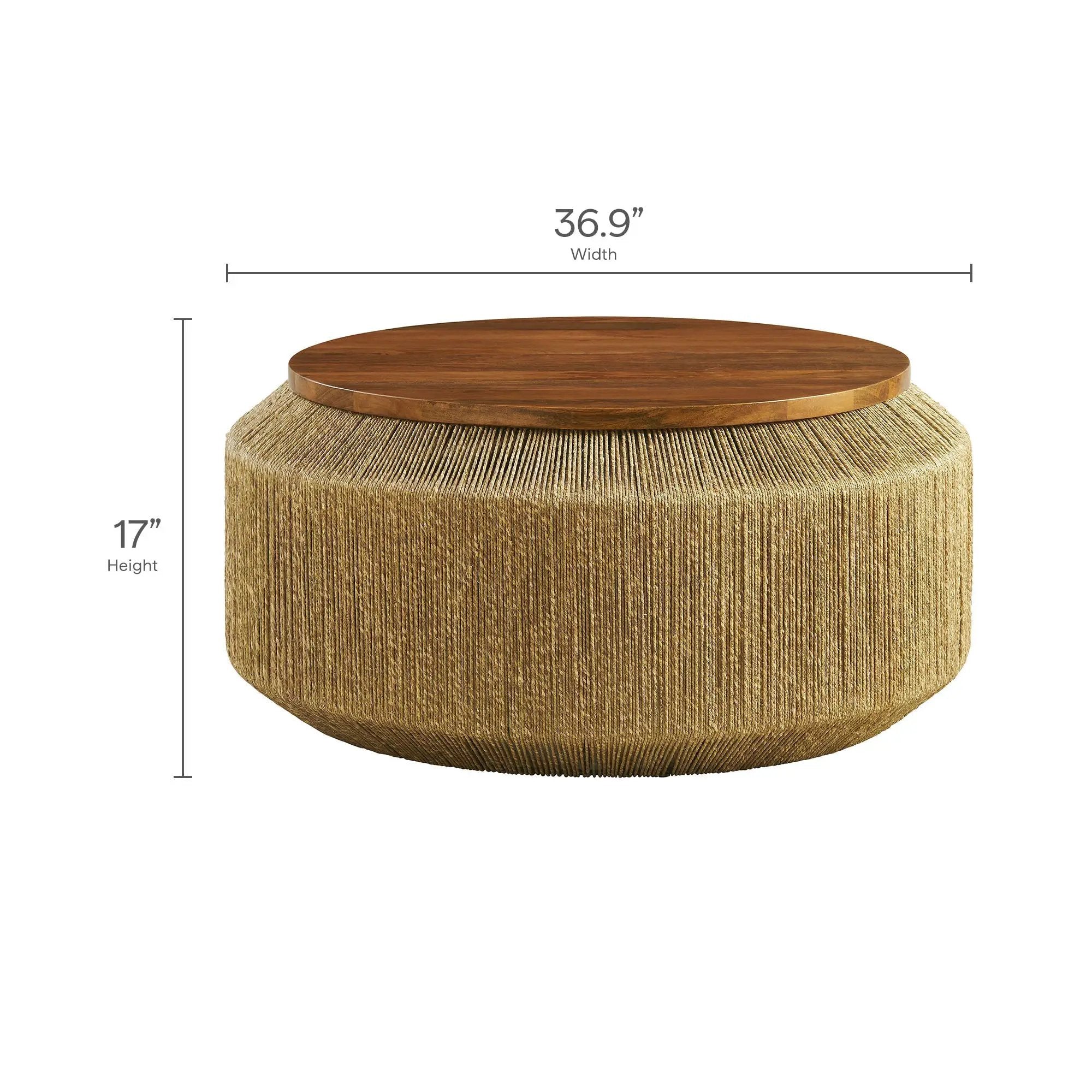 Maris Seagrass and Wood Coffee Table by Modway by HouseOfZazla