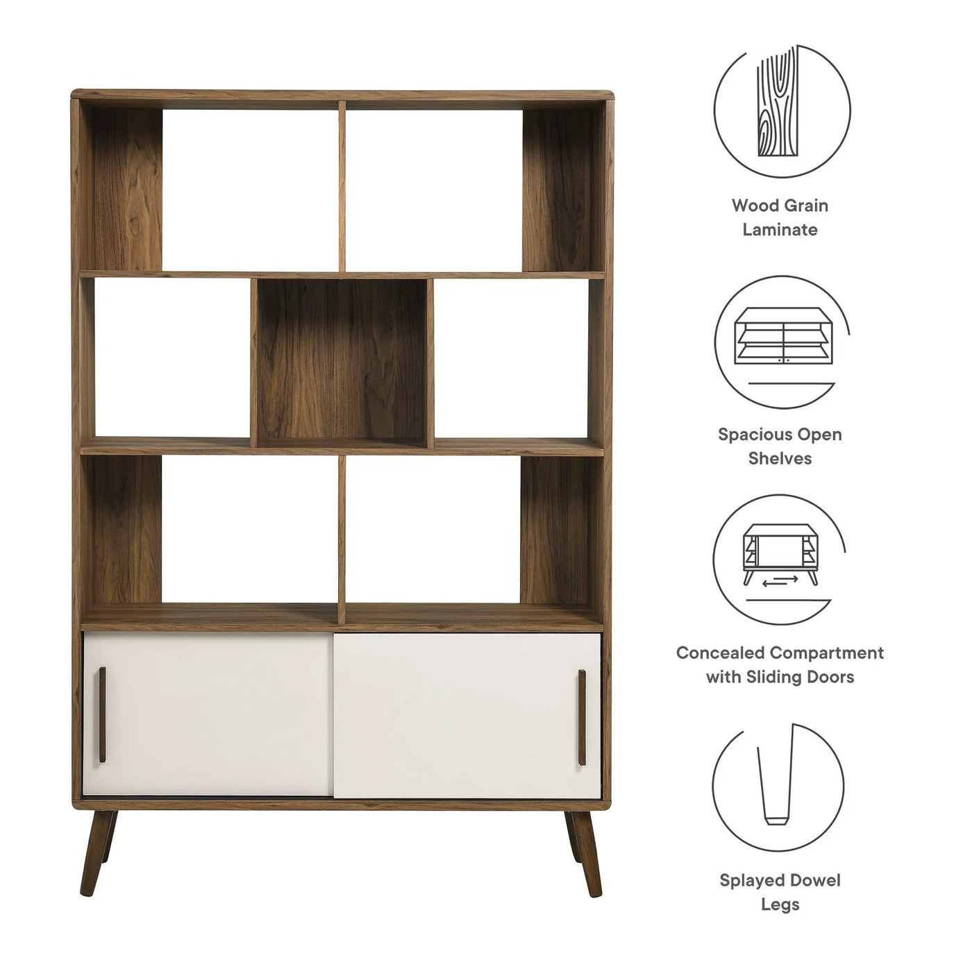 Transmit 45" Four-Tier Bookcase with Sliding Doors by HouseOfZazla