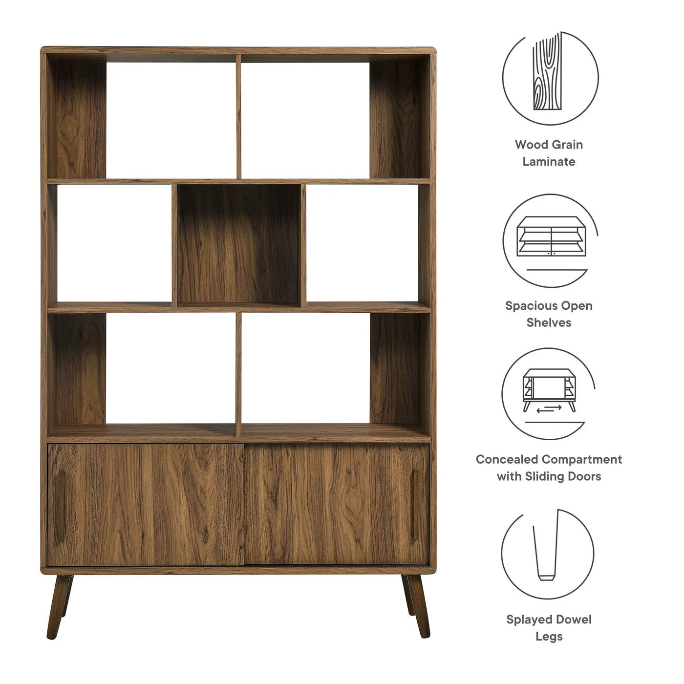 Transmit 45" Four-Tier Bookcase with Sliding Doors by HouseOfZazla