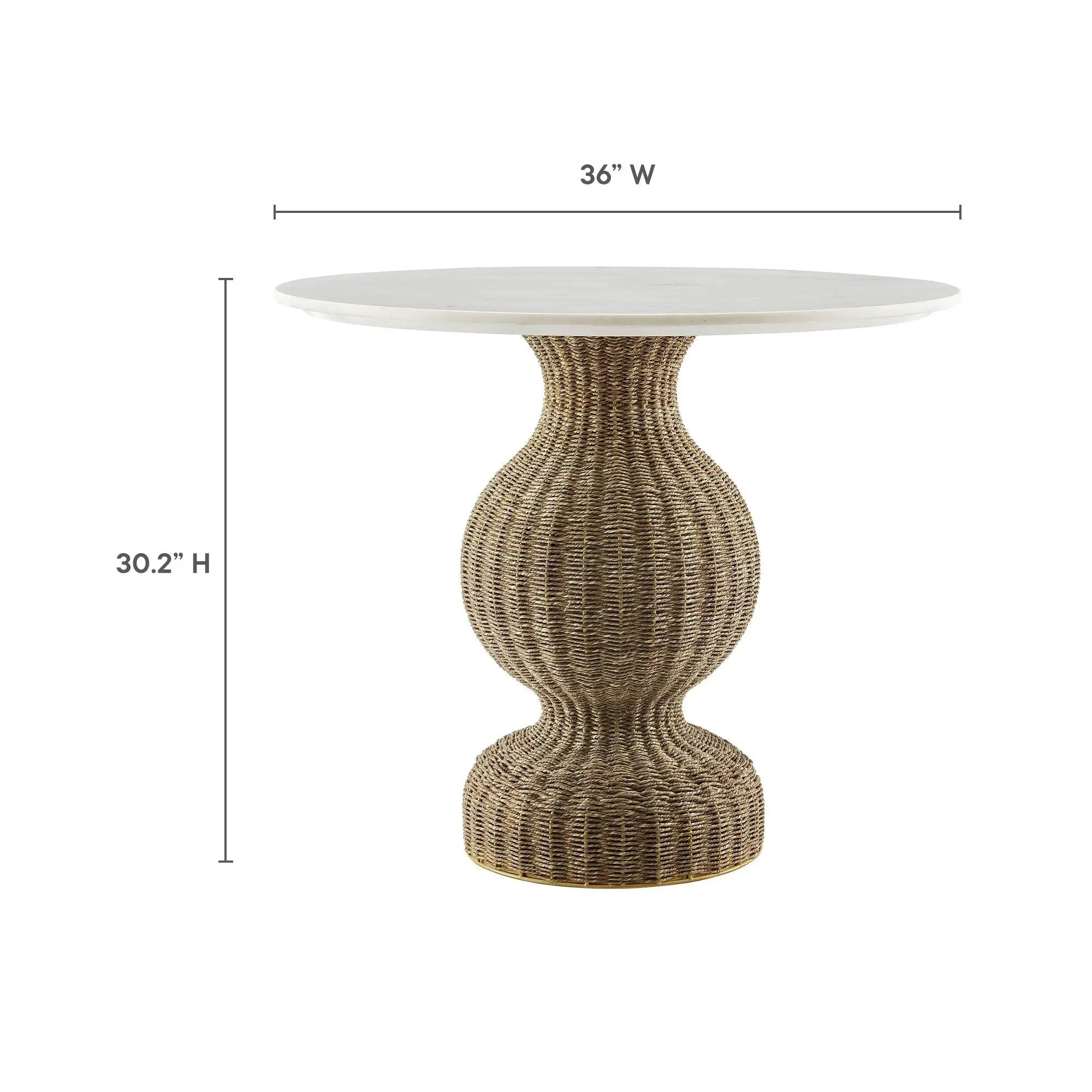 Zale 36" Marble and Seagrass Dining Table by Modway by HouseOfZazla