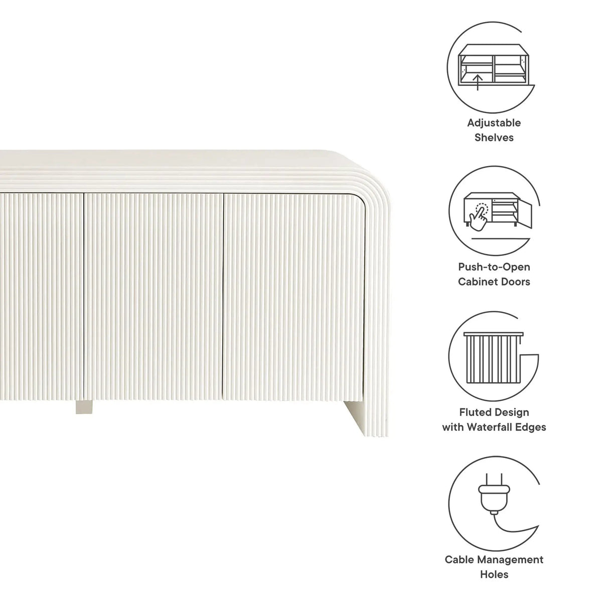 Waterflute 70" Fluted Sideboard Cabinet by Modway by HouseOfZazla