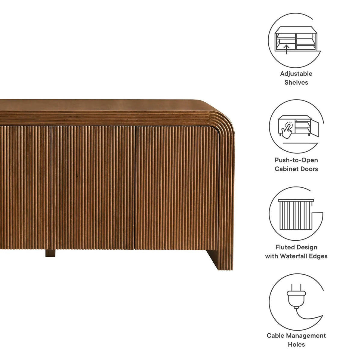 Waterflute 70" Fluted Sideboard Cabinet by Modway by HouseOfZazla