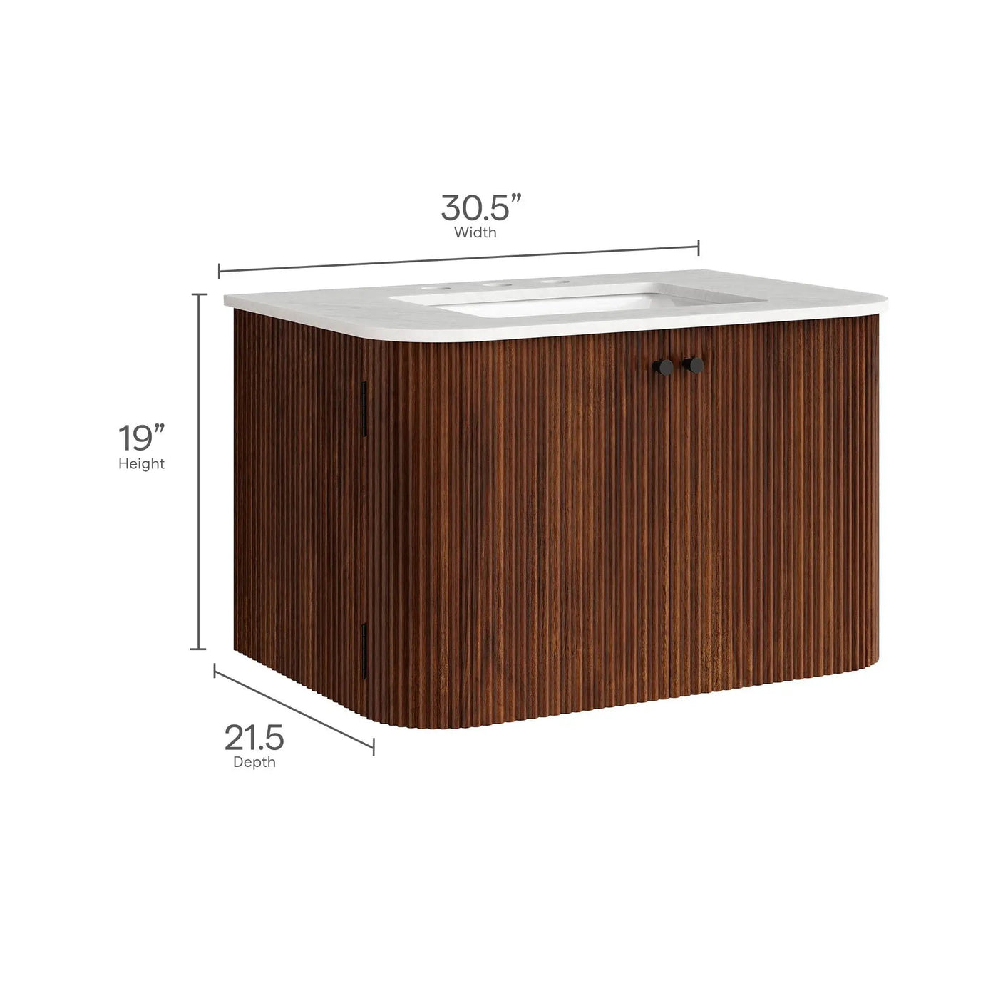 Zia 30" Wall-Mount Bathroom Vanity with Marble Sink by HouseOfZazla