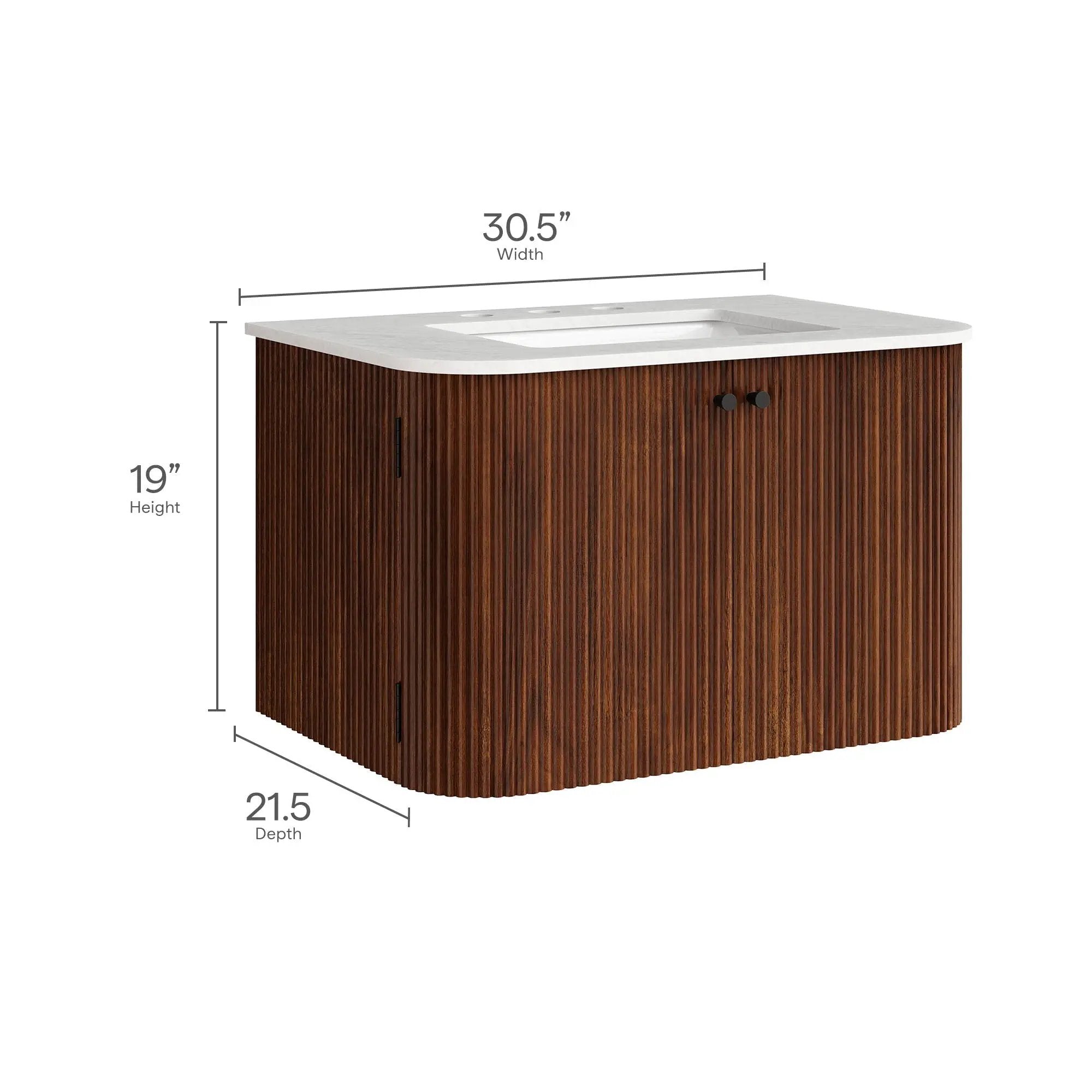 Zia 30" Wall-Mount Bathroom Vanity with Marble Sink by HouseOfZazla