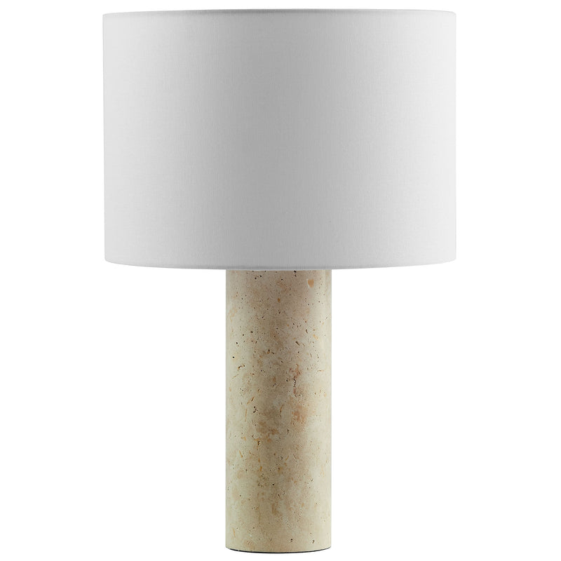 Zenith Travertine Table Lamp With Fabric Drum Shade by Modway