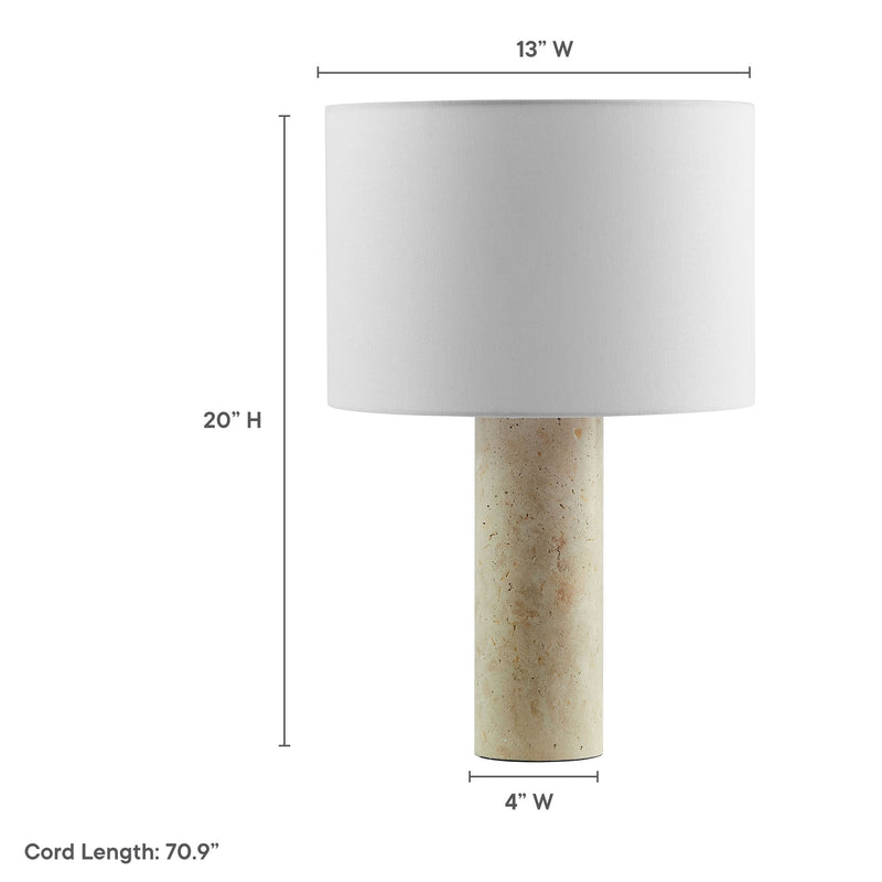Zenith Travertine Table Lamp With Fabric Drum Shade by Modway, photo 2 of 12