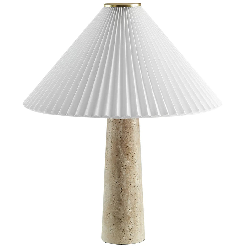 Cove Travertine Table Lamp With Pleated Shade by Modway by HouseOfZazla
