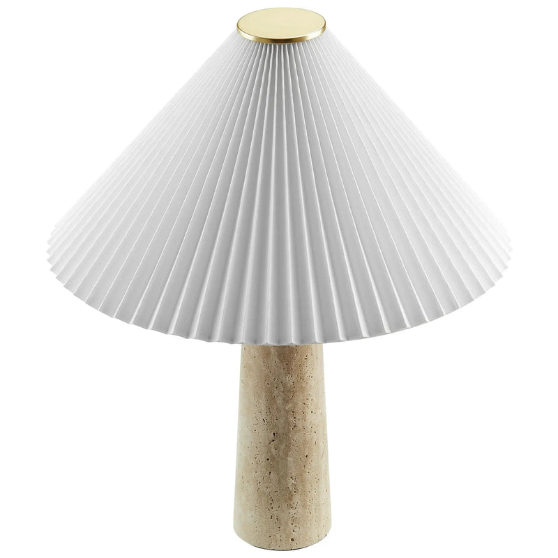 Cove Travertine Table Lamp With Pleated Shade by Modway by HouseOfZazla