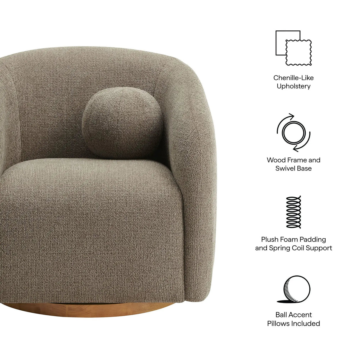 Holland Swivel Chenille Fabric Armchair by Modway by HouseOfZazla