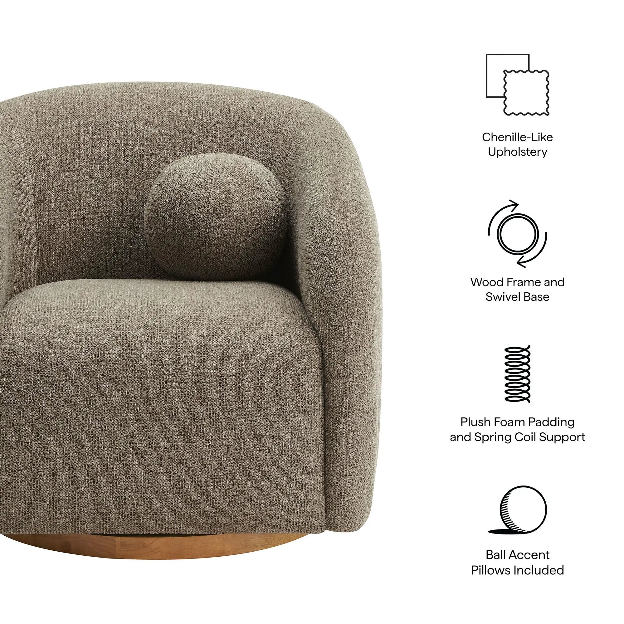 Holland Swivel Chenille Fabric Armchair by Modway by HouseOfZazla