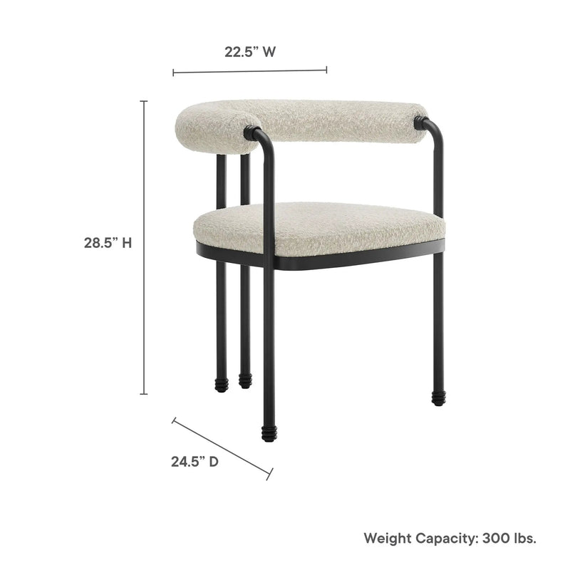 Turin Curved Back Boucle and Metal Dining Accent Chair by Modway by HouseOfZazla