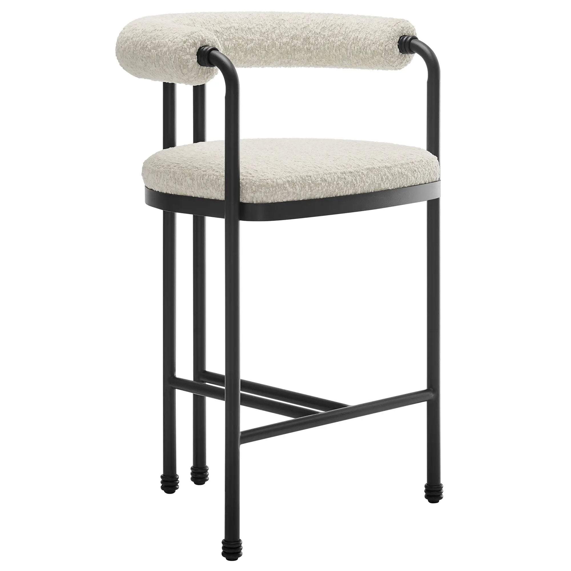 Turin Curved Back Boucle and Metal Counter Stool by Modway by HouseOfZazla