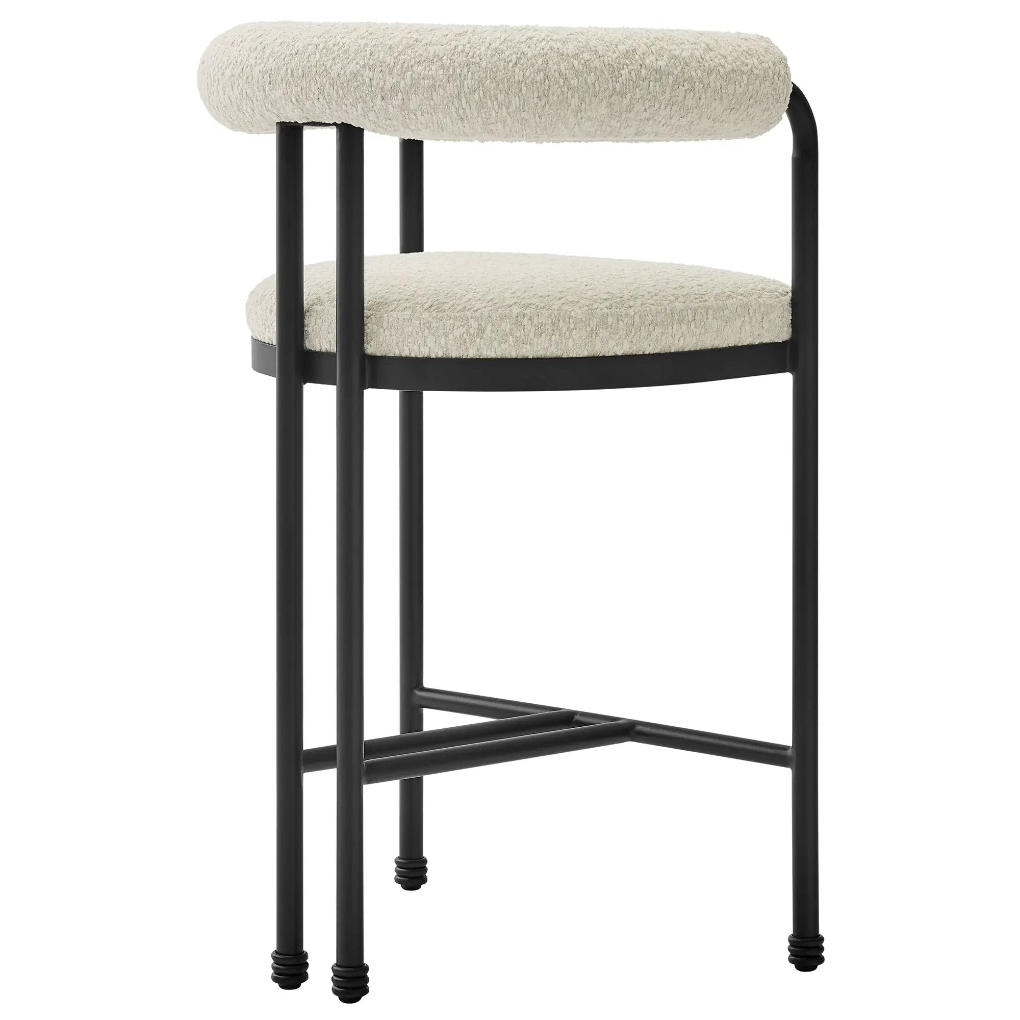 Turin Curved Back Boucle and Metal Counter Stool by Modway by HouseOfZazla