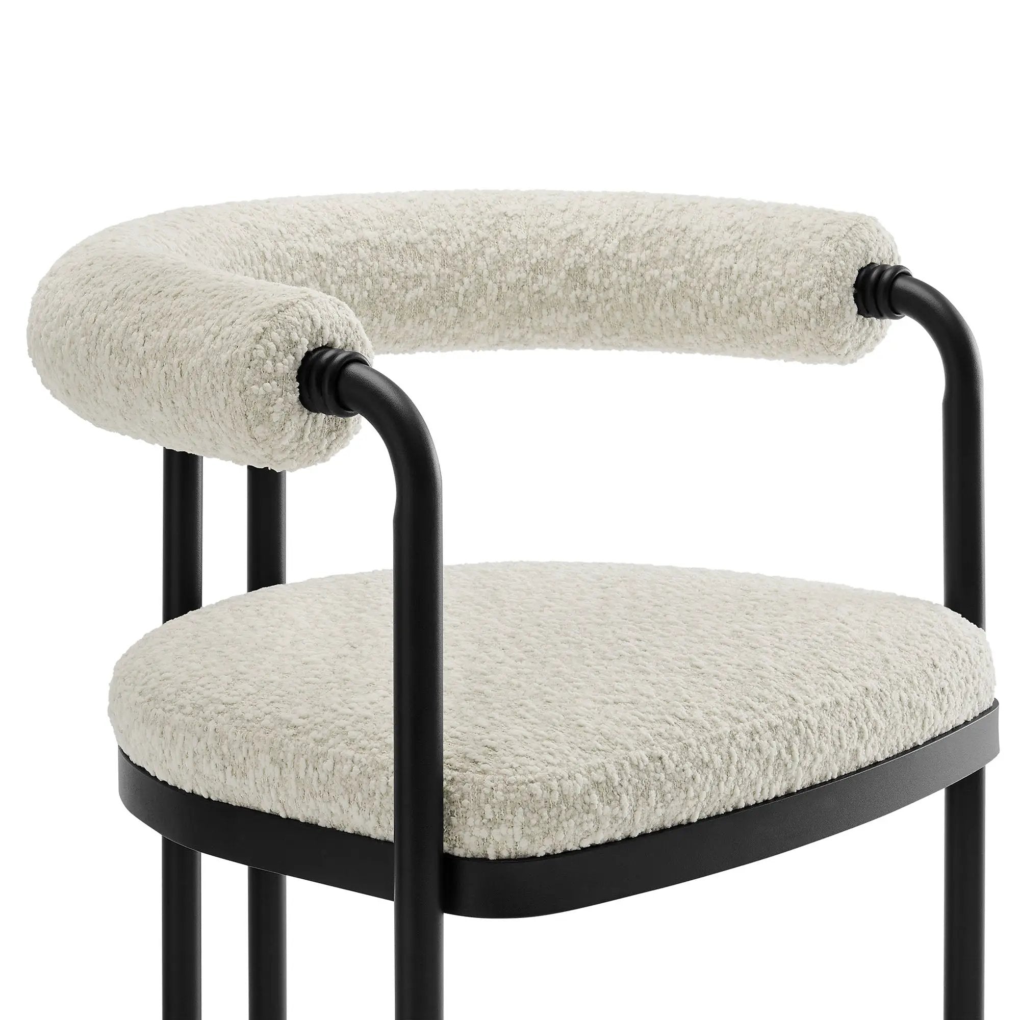 Turin Curved Back Boucle and Metal Counter Stool by Modway by HouseOfZazla