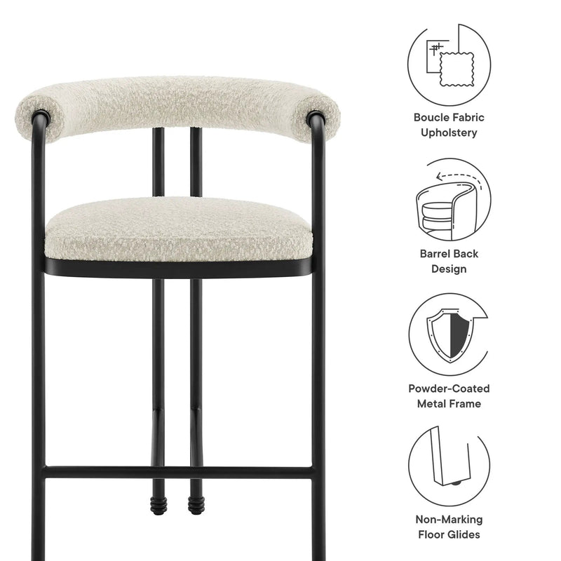 Turin Curved Back Boucle and Metal Counter Stool by Modway by HouseOfZazla