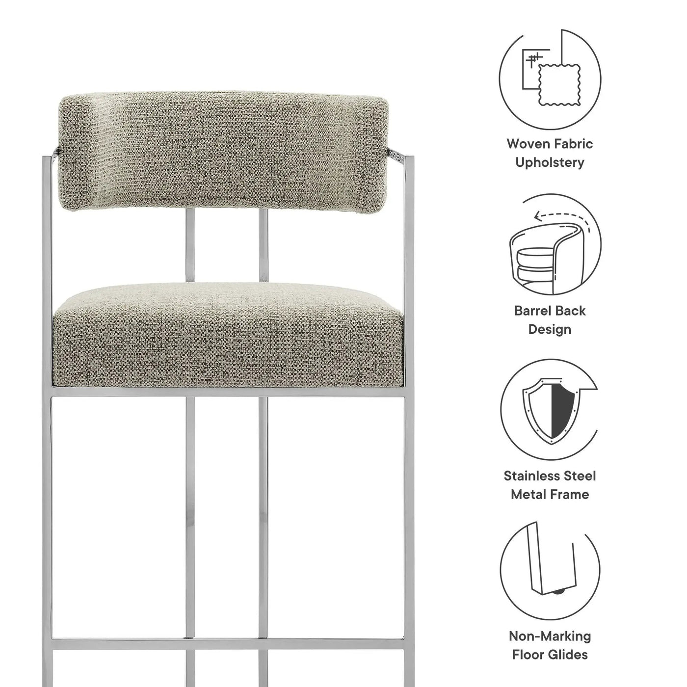 Huron Curved Back Fabric and Metal Counter Stool by Modway by HouseOfZazla