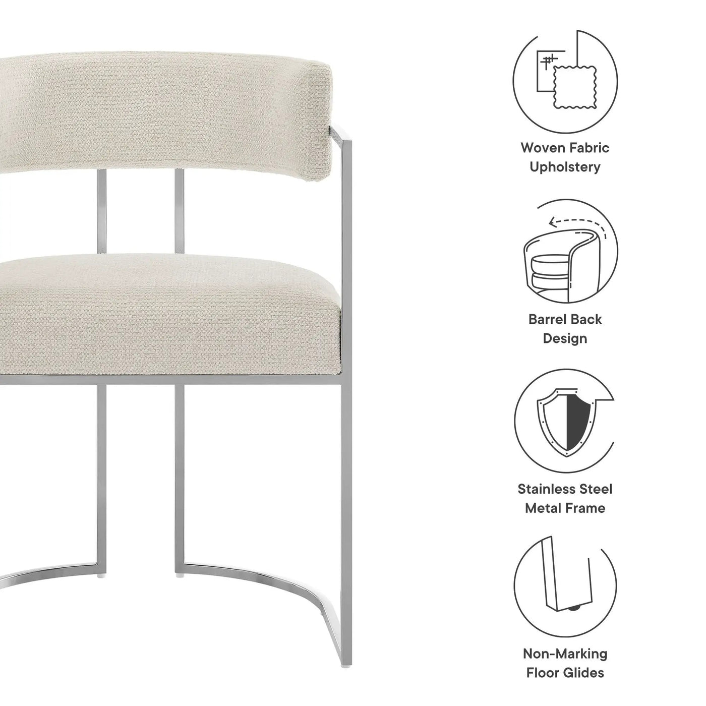Huron Curved Back Fabric and Metal Dining Accent Chair by HouseOfZazla