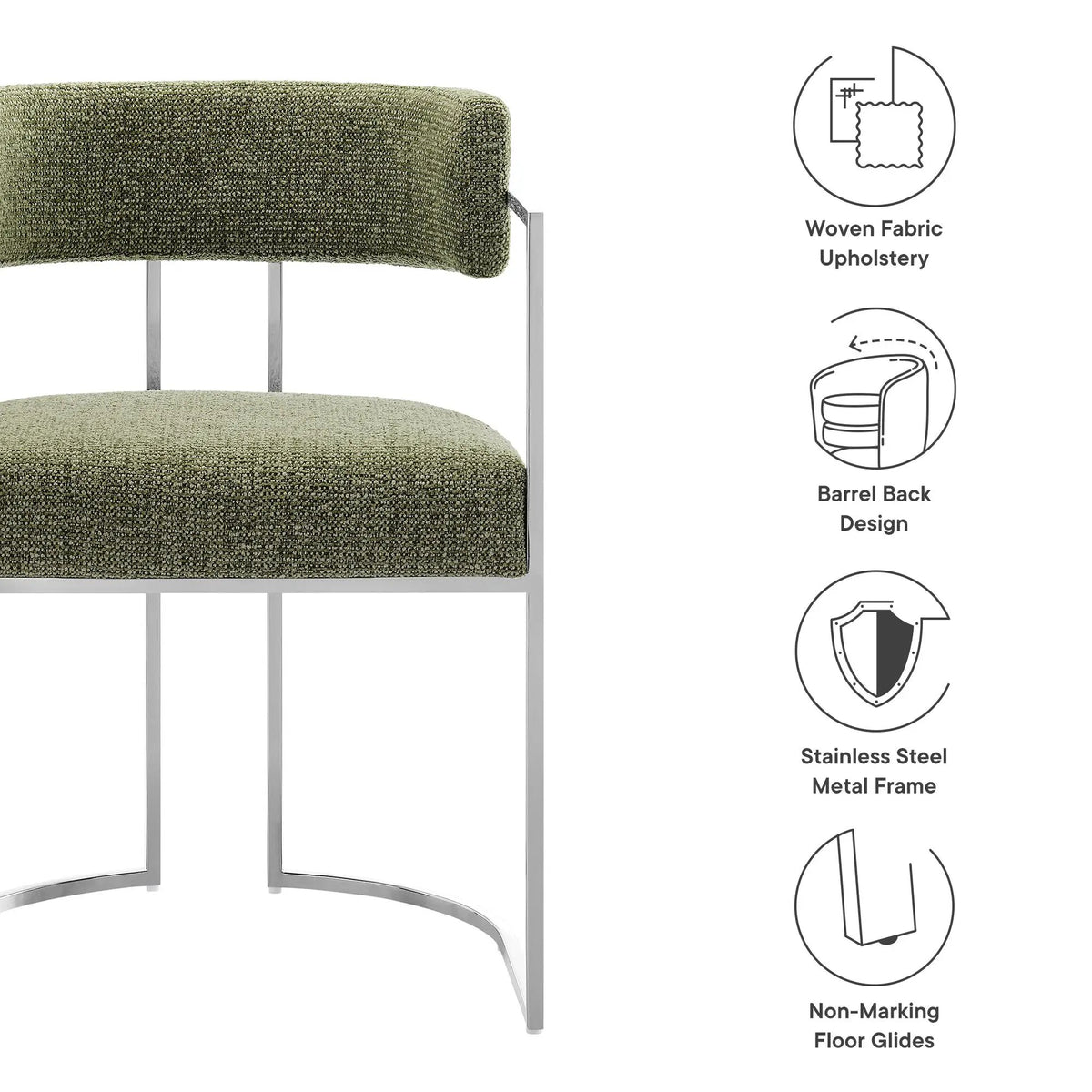 Huron Curved Back Fabric and Metal Dining Accent Chair by HouseOfZazla