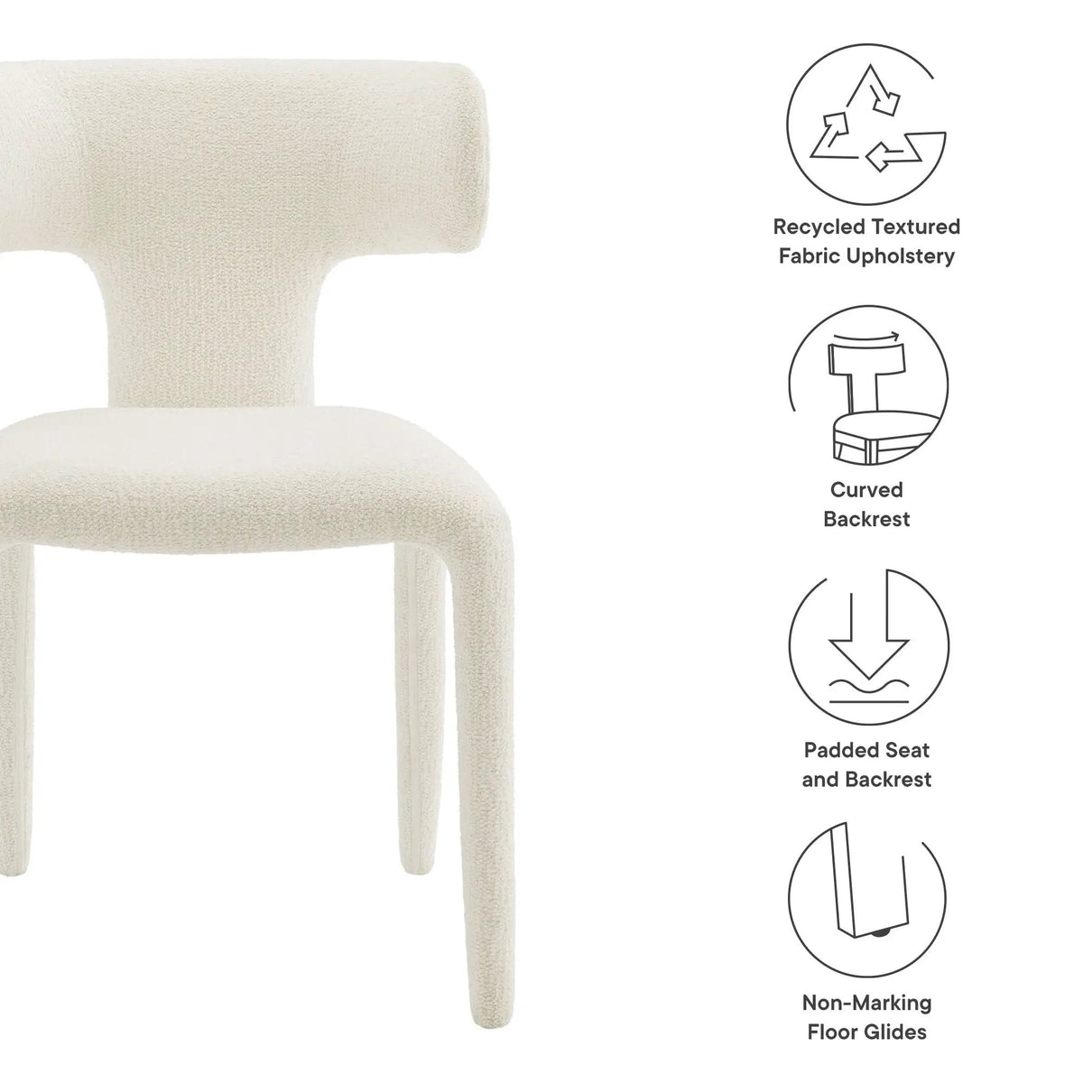 Stellan Curved Back Boucle Upholstered Dining Chair Set of 2 by HouseOfZazla