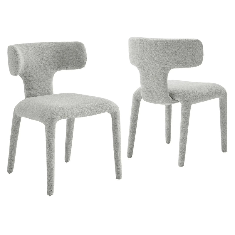 Stellan Curved Back Boucle Upholstered Dining Chair Set of 2 by HouseOfZazla