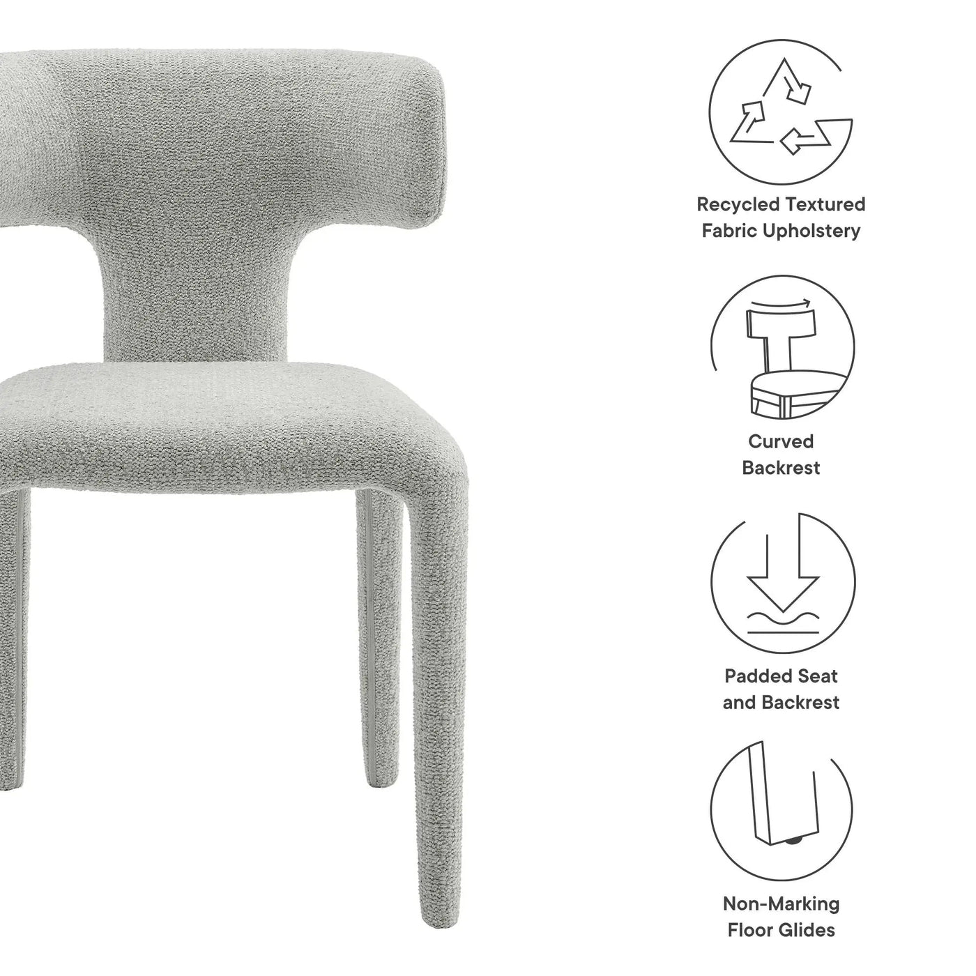 Stellan Curved Back Boucle Upholstered Dining Chair Set of 2 by HouseOfZazla