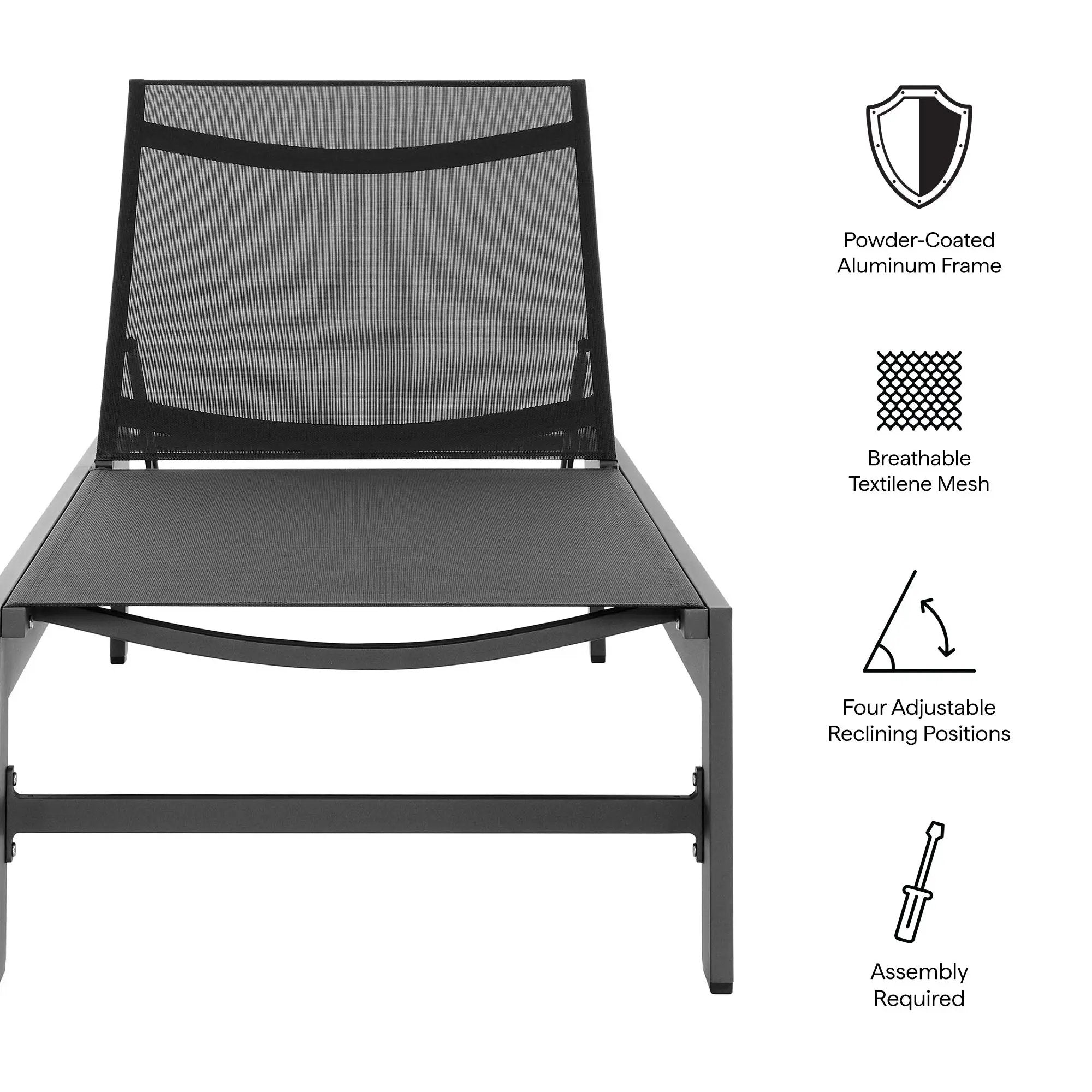 Tahoe Outdoor Patio Mesh and Aluminum Chaise Lounge by Modway by HouseOfZazla