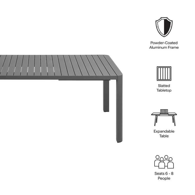 Tahoe Outdoor Patio Aluminum Extendable Dining Table by Modway, photo 2 of 10