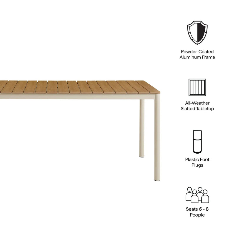 Finn 71" Outdoor Patio Aluminum Dining Table with Faux Wood Top by HouseOfZazla