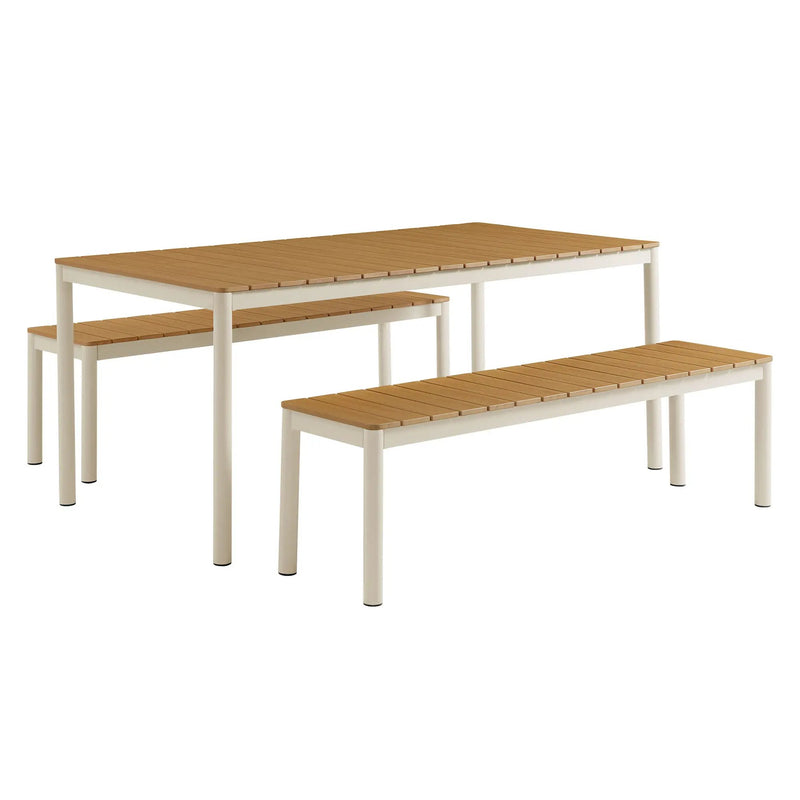 Finn Outdoor Patio Aluminum Faux Wood Dining Set with Benches by Modway by HouseOfZazla