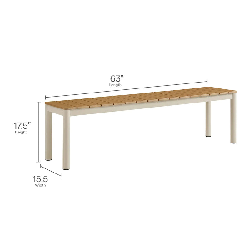 Finn Outdoor Patio Aluminum Faux Wood Dining Set with Benches by Modway by HouseOfZazla