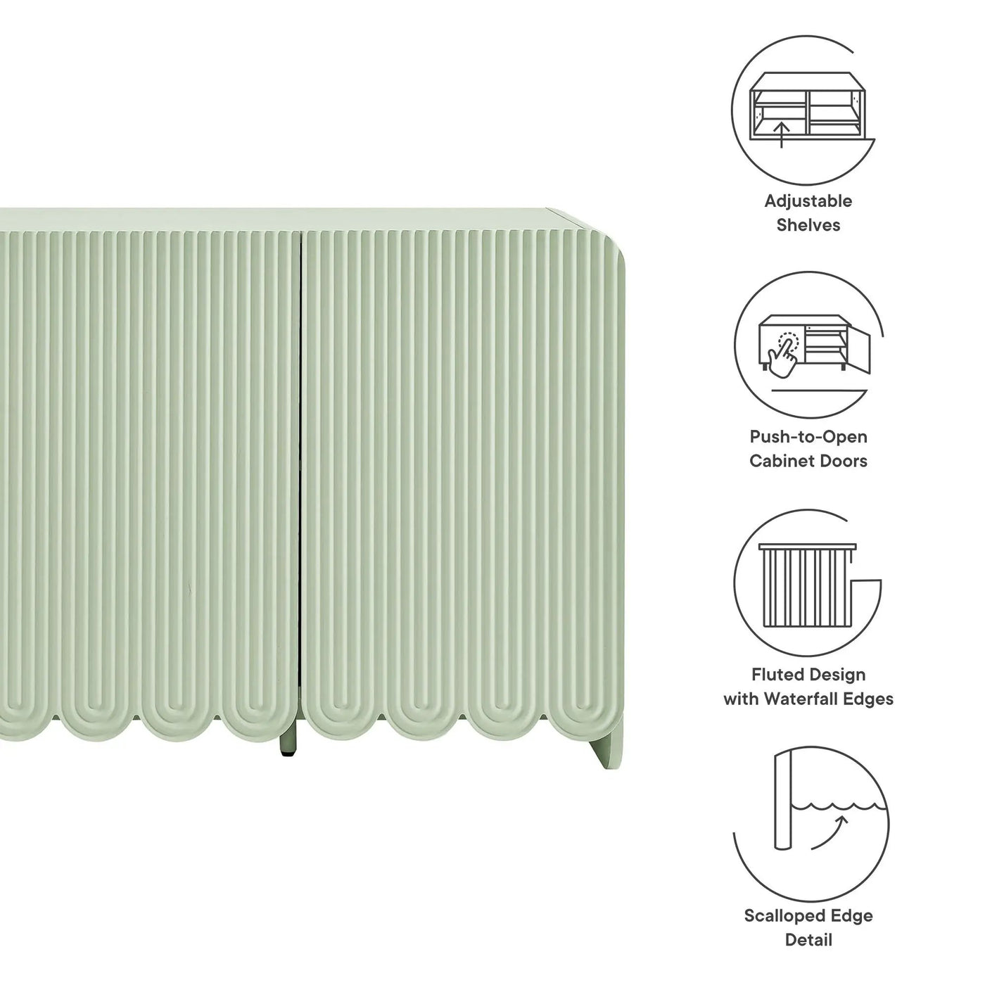 Dahlia Fluted and Scalloped Sideboard Storage Cabinet by HouseOfZazla