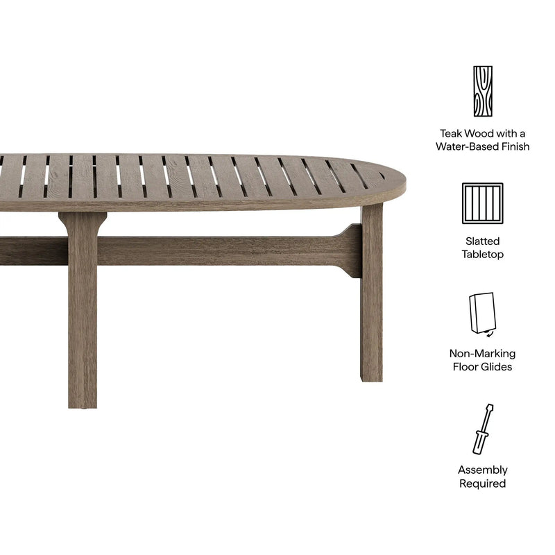 Saratoga Oval Outdoor Patio Teak Wood Coffee Table by Modway by HouseOfZazla