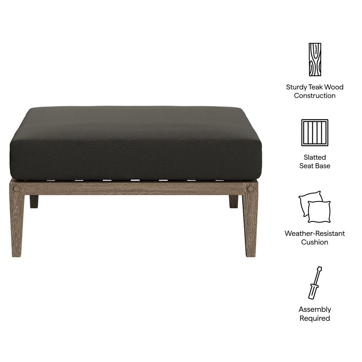 Northlake Outdoor Patio Teak Ottoman by Modway, photo 2 of 24