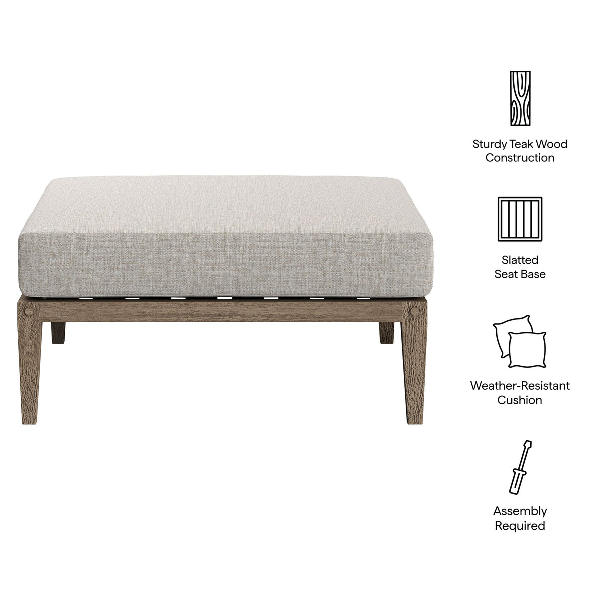 Northlake Outdoor Patio Teak Ottoman by Modway, photo 10 of 24