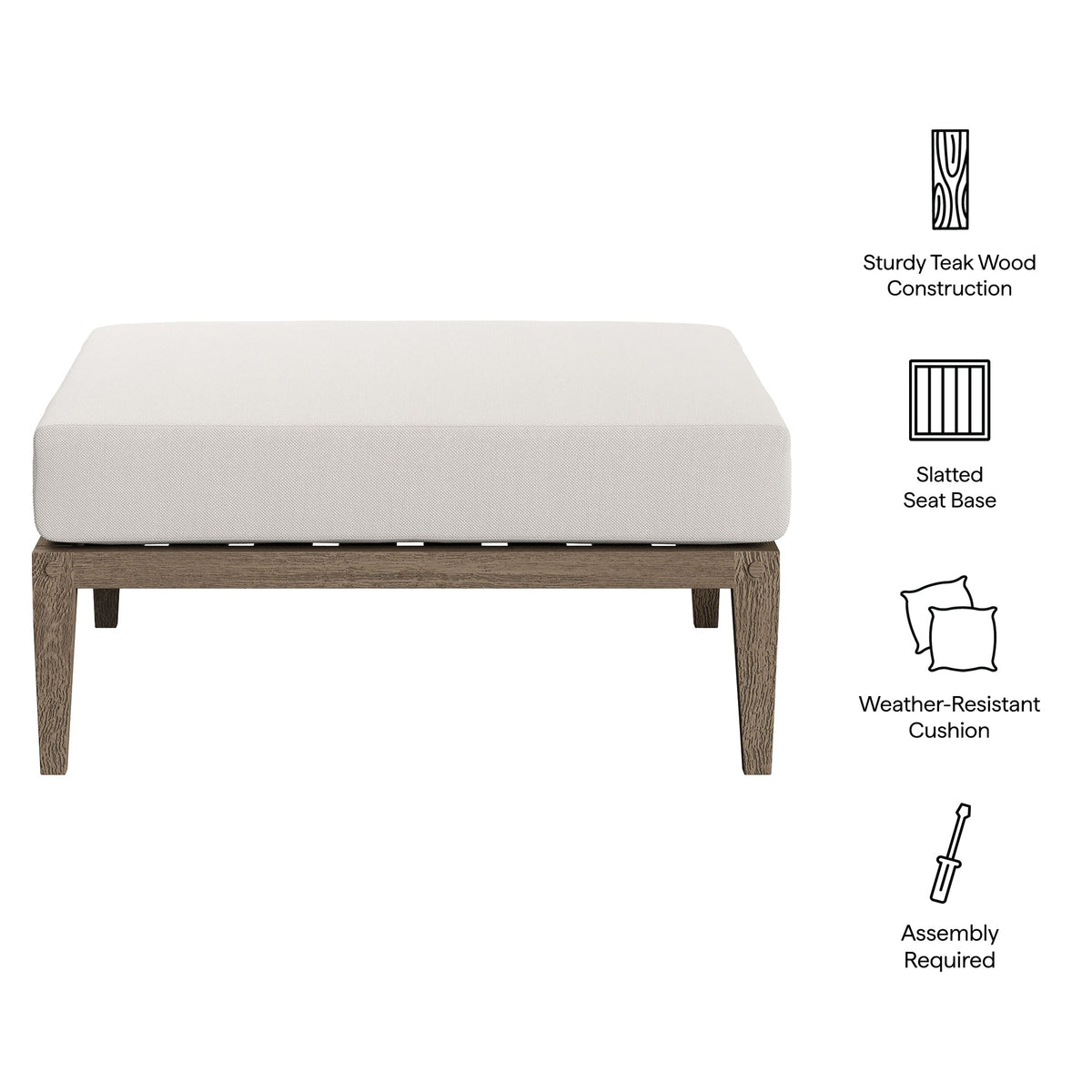 Northlake Outdoor Patio Teak Ottoman by Modway, photo 19 of 24