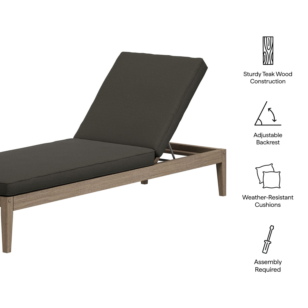 Northlake Outdoor Patio Teak Chaise Lounge by Modway, photo 2 of 27