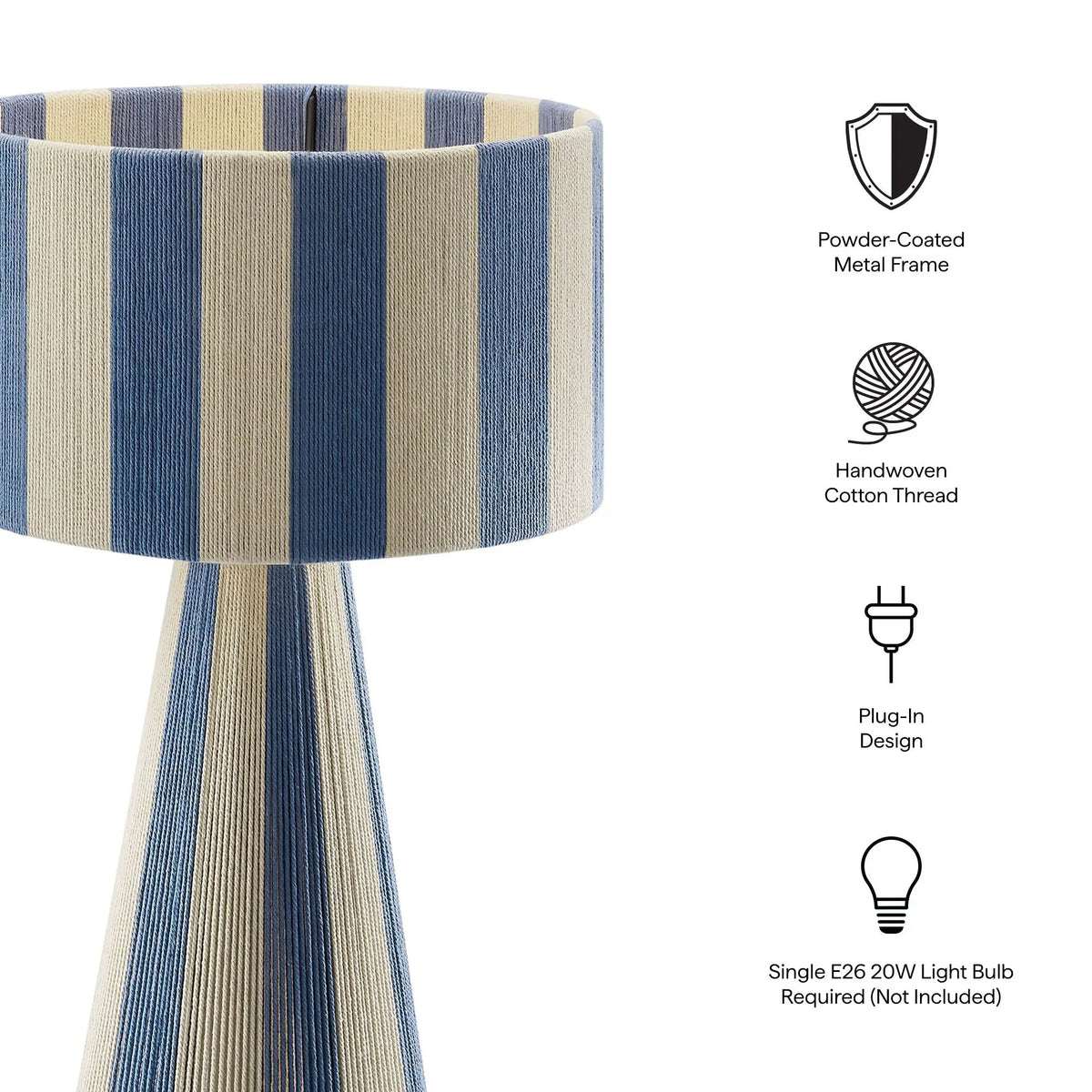 Renae Handwoven Cotton Thread Striped Table Lamp by Modway by HouseOfZazla