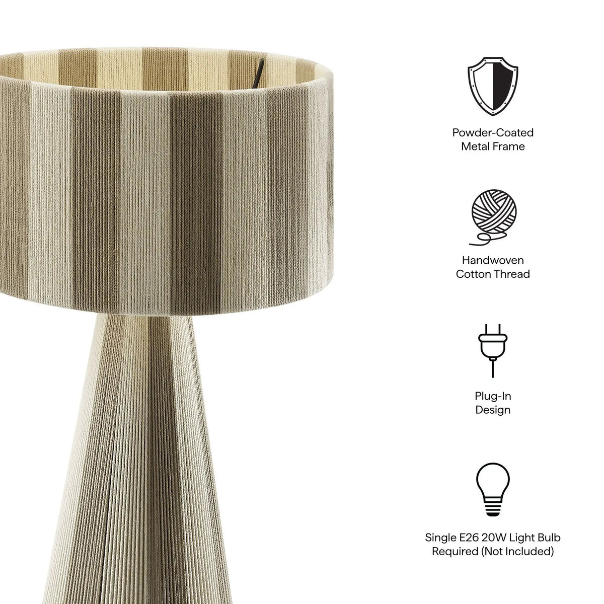 Renae Handwoven Cotton Thread Striped Table Lamp by Modway by HouseOfZazla