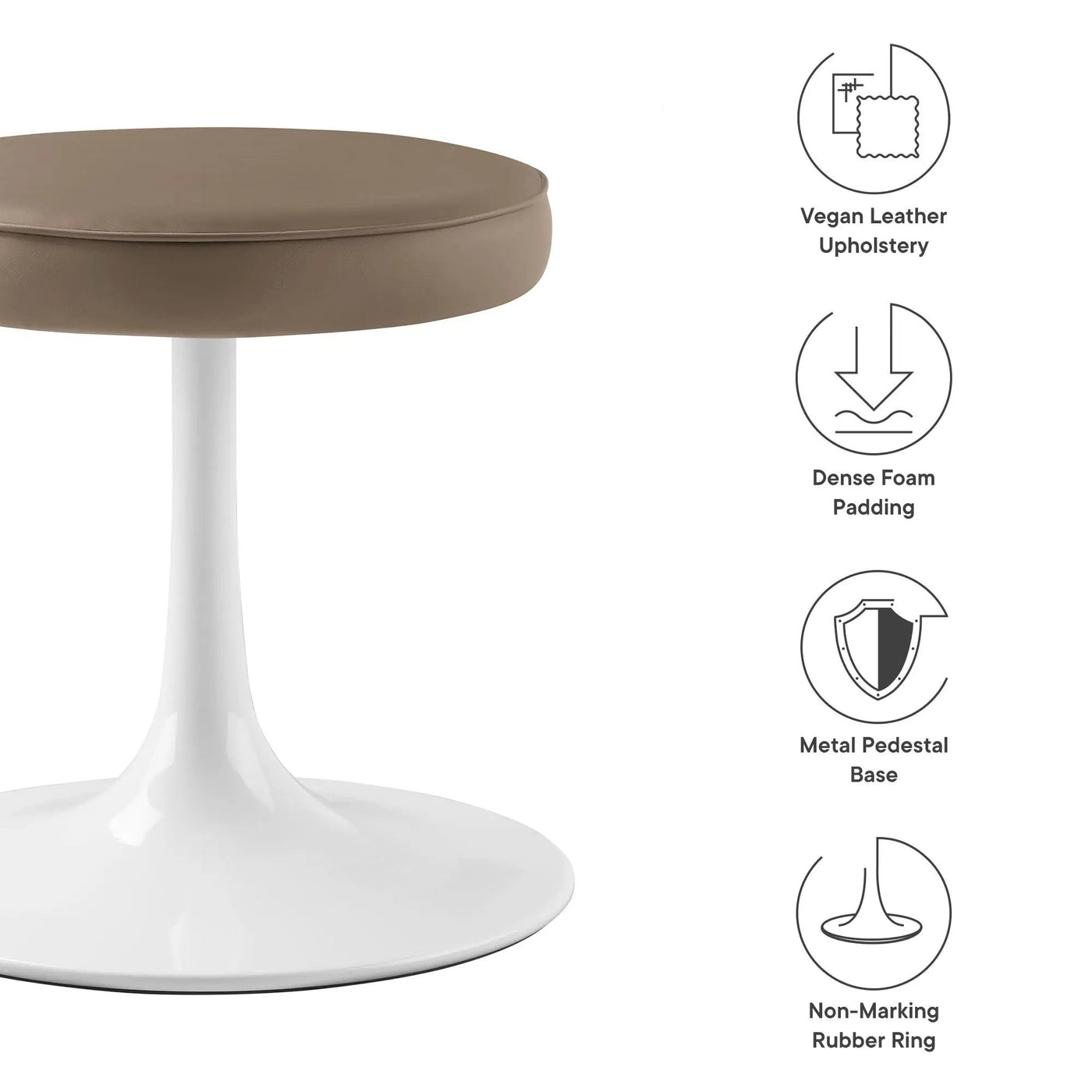 Lippa Vegan Leather Round Stool by Modway by HouseOfZazla