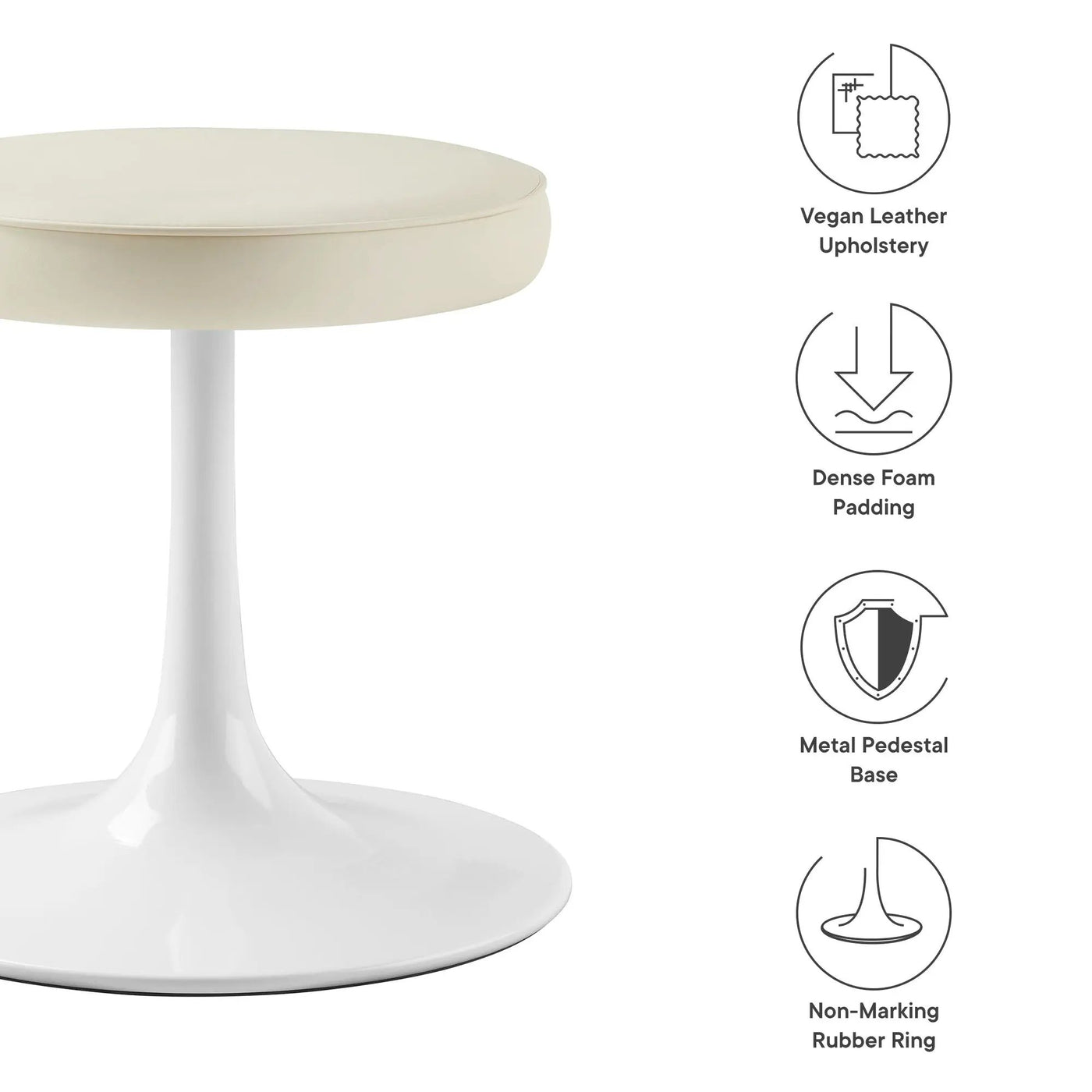 Lippa Vegan Leather Round Stool by Modway by HouseOfZazla
