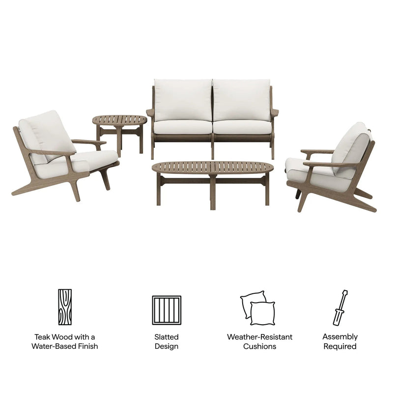Saratoga 5-Piece Outdoor Patio Teak Wood Furniture Set by Modway by HouseOfZazla