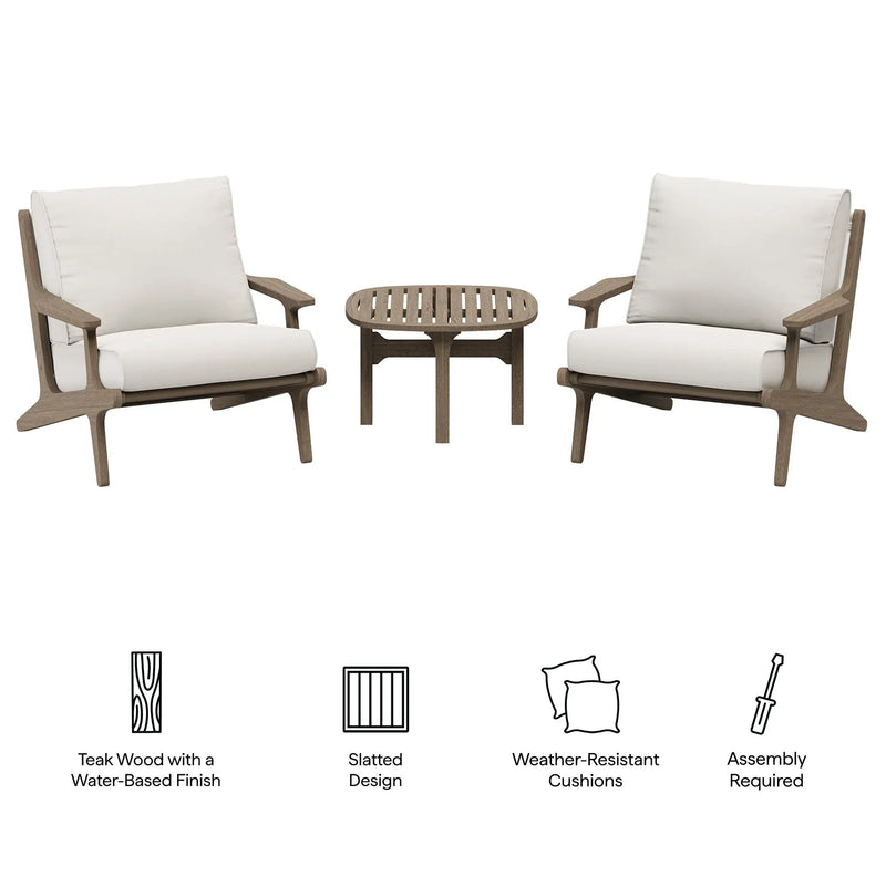 Saratoga 3-Piece Outdoor Patio Teak Wood Furniture Set by HouseOfZazla