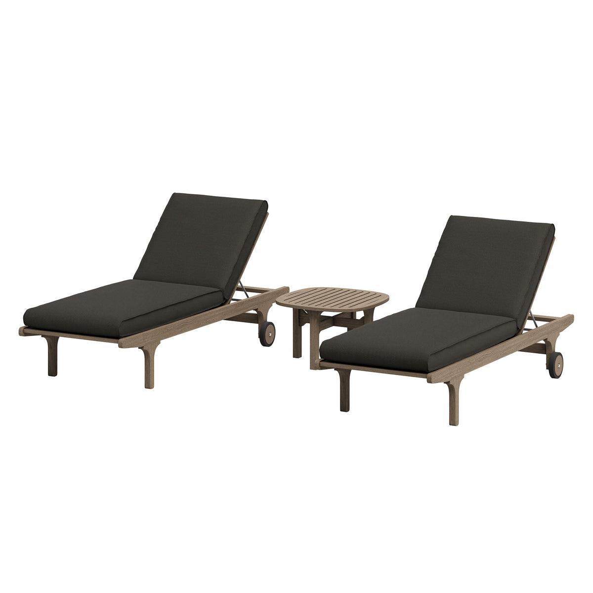 Saratoga Outdoor Patio Teak Wood 3-Piece Chaise Lounge Furniture Set by Modway
