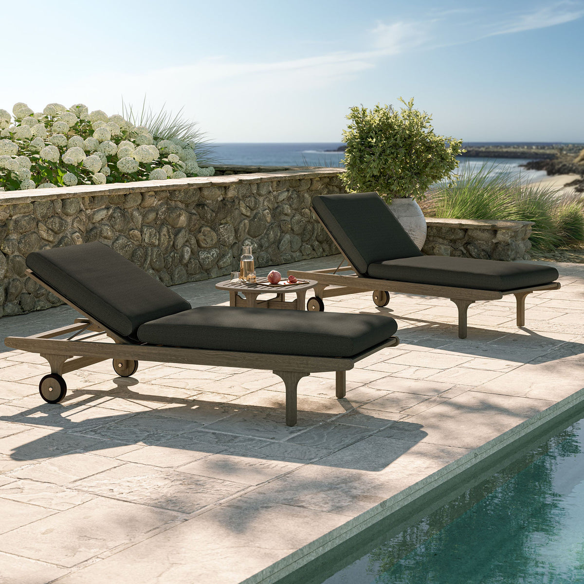 Saratoga Outdoor Patio Teak Wood 3-Piece Chaise Lounge Furniture Set by Modway, photo 12 of 32