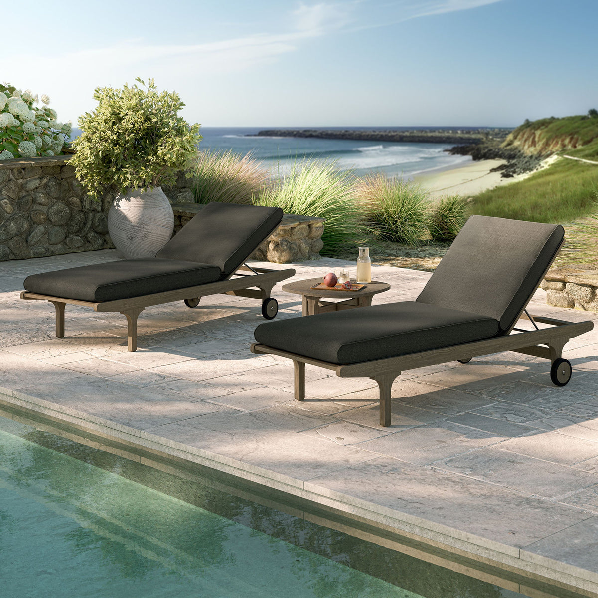 Saratoga Outdoor Patio Teak Wood 3-Piece Chaise Lounge Furniture Set by Modway, photo 11 of 32