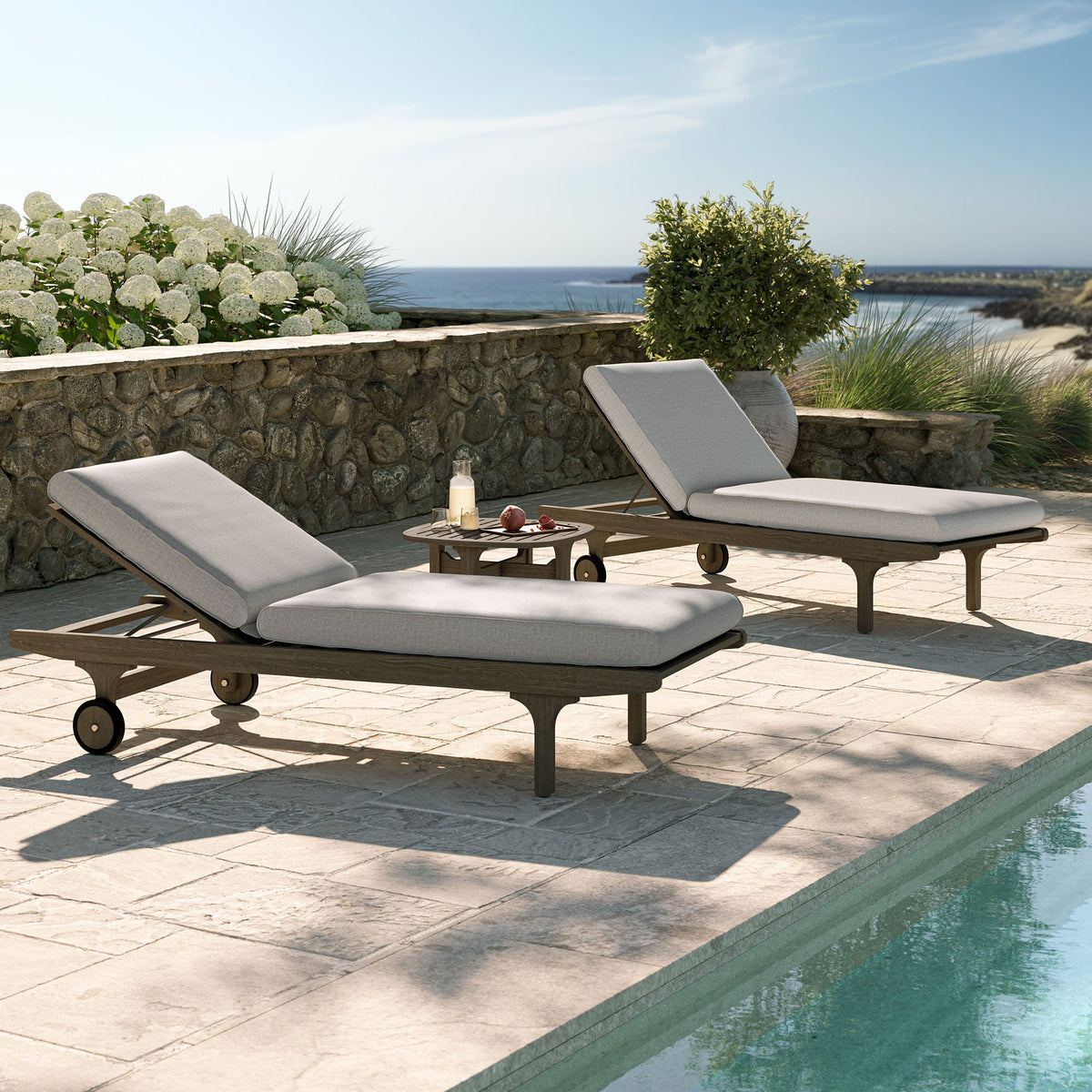 Saratoga Outdoor Patio Teak Wood 3-Piece Chaise Lounge Furniture Set by Modway, photo 21 of 32